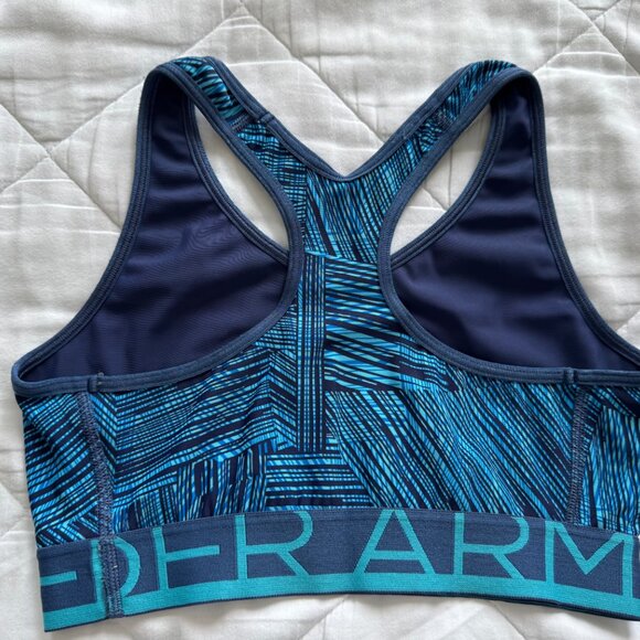 Light and Dark Blue Patterned Under Armour Sports Bra, Women's S - Picture 2 of 2